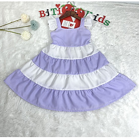 Đầm bé gái,váy trẻ em, phối 2 màu trắng xanh và trắng tím dễ thương vải kate cotton size 0 đến 8 tuổi