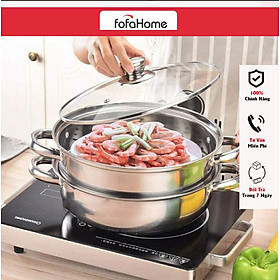 Nồi Hấp 2 Tầng 3 Tầng Kèm Xưởng Hấp Đa Năng 28cm, Nổi Lẩu Dẫn Nhiệt Tốt ( Dùng Được Cho Bếp Từ ) - Hàng nhập khẩu
