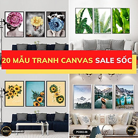 Mua 20 Mẫu tranh canvas treo tường bộ 3 bức cao cấp - Tranh treo tường decor phòng khách  phòng ngủ  phòng ăn full phụ kiện