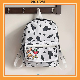 Balo họa tiết da bò sữa dành cho nữ tặng sticker TN188