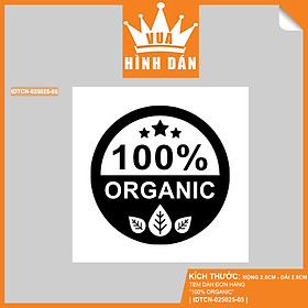 Set 100/200 sticker 100% ORGANIC (2.5x2.5cm) tem THỰC PHẨM HỮU CƠ dán lên túi / hộp đựng sản phẩm, dành cho shop (1.083)