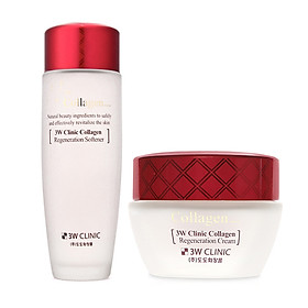 Combo dưỡng trắng da chống lão hoá 3W Clinic (Collgen Regeneration Softener 150ml + Collagen Regeneration Cream 60ml)