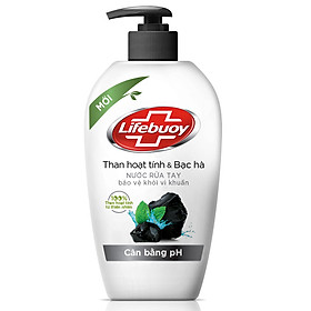 Nước Rửa Tay Diệt Khuẩn Cân Bằng pH Lifebuoy Than Hoạt Tính Và Bạc Hà (500g)