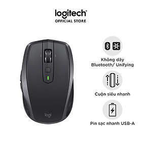 Chuột không dây Bluetooth Logitech MX Anywhere 2s - nhỏ gọn, dùng mọi bề mặt, con lăn HyperFast, sạc nhanh USB-A, phù hợp Mac/ Laptop - Hàng chính hãng