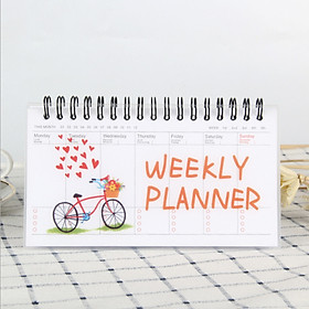 Sổ vở kế hoạch Weekly Planner lò xo 100 trang 9x16cm - Xe đạp giỏ hoa
