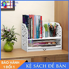 Mua Kệ sách để bàn bằng gỗ hoa văn đẹp dễ dàng lắp ghép có nhiều ngăn  để bàn học bàn làm việc văn phòng - ICO HOME