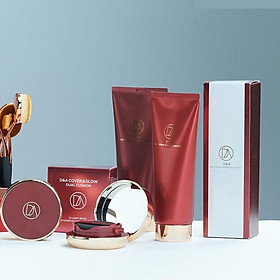 Sản phẩm trang điểm D&A ( Phấn nước COVER&GLOW DUAL LIGHT BEIGE , Kem lót dưỡng da Perfume Whitening Cream 02)