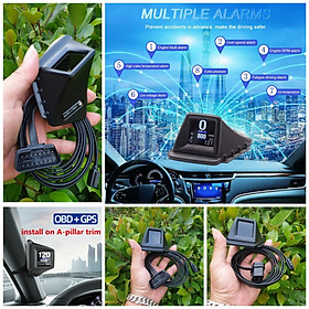 Thiết bị HUD OBD2 + GPS báo tốc độ km xóa mã lỗi xe hơi kiểm soát tổng thể xe bản đặc biệt lắp các xe, đồ chơi xe hơi