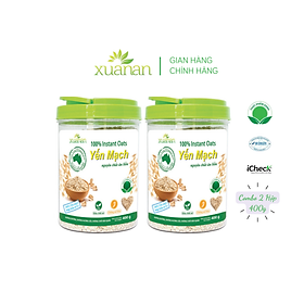 Combo 2 Hộp Yến Mạch Nguyên Chất Ăn Liền Xuân An [ko đường] 400G(Tặng Kèm 2 Túi Yến Mạch 150G)