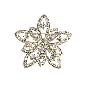 Rhinestone Flower Brooch Fancy Gift For Women - Silver