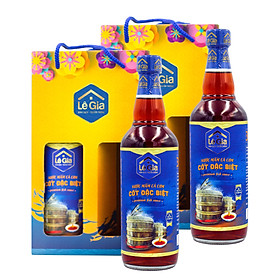 Combo 04 Chai Nước Mắm Cốt Đặc Biệt Lê Gia Làm Quà Biếu Sang Trọng 02 hộp