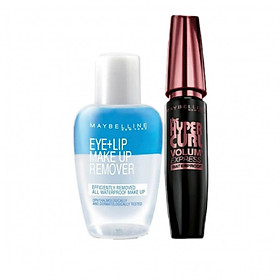 Combo Mascara Maybelline Volum’ Express Hyper Curl (9.2ml) Và Nước Tẩy Trang Mắt Môi Maybelline – 40ml