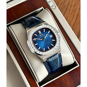 Đồng hồ nam chính hãng I&W Carnival 721G2-D1 kính sapphire,chống xước,chống nước 50m,Bh 24 tháng,máy cơ (automatic),mặt xanh đính đá dây da