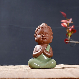 Tượng Phật Gốm Xanh Ngọc Ngồi Thiền