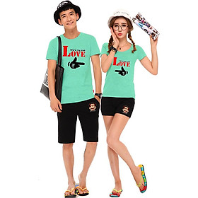 Bộ Áo Thun Đôi Nam Nữ My True Love Màu Xanh Ngọc