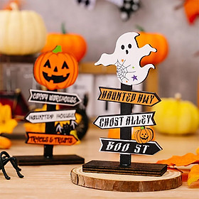 Set 2 Bảng để bàn hình bí ngô và ma chơi trang trí Halloween bằng fomex chống nước cao 35cm