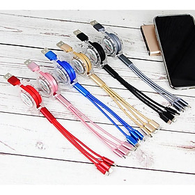 Mua BỘ CÁP SẠC 3 ĐẦU KÉO DÂY sạc siêu nhanh nhỏ gọn tiện lợi dành riêng cho iphone và samsung rinrinshop123