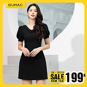 Đầm nữ thiết kế cổ tim phối nút GUMAC DA9242