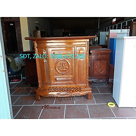 Tủ thờ gỗ gụ trạm chữ phúc màu cánh gián