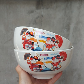 Mua COMBO 06 TÔ SỨ IN HÌNH HOẠ TIẾT MÈO SIÊU ĐẸP CỠ ĐẠI 18CM