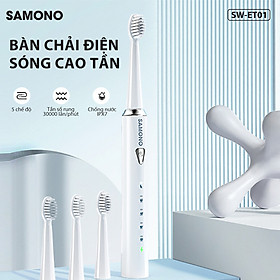 Mua Bàn chải điện Samono Tần số rung 30000 lần/ phút 5 chế độ đánh răng chống nước IPX7 dung lượng pin lớn SW-ET01 HÀNG CHÍNH HÃNG