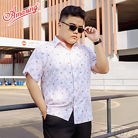 Áo somi nam hoa văn form rộng Amazing, họa tiết nhỏ thanh lịch, cộc tay, trôn ngang, bigsize tới 110kg, chất vải mềm mát