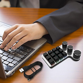 Portable Digital Keyboard Wireless 9 Keys 3 Knob Number Pad RGB for PC