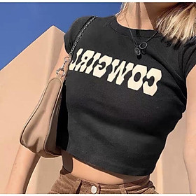 Áo croptop ôm in hình Cowgirl