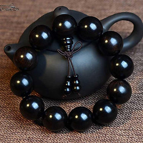 Set Vòng đeo tay Chuỗi Hạt Gỗ Mun Sừng, Kèm hộp đựng Gỗ lót lụa vàng