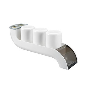 Giá để 3 bàn chải đánh răng đa chức năng với cốc đựng bàn chải đánh răng treo tường-Màu trắng
