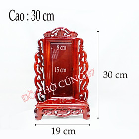 Mua Bài vị thờ gia tiên gỗ tràm bông vàng chạm khắc ép kính