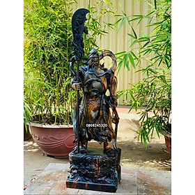 Mua TƯỢNG QUAN CÔNG CẦM ĐAO TRẤN ẢI GỖ MUN HOA KT CAO 60×24×14CM
