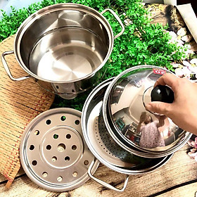 Mua Bộ NỒI xửng hấp INOX 2 TẦNG CAO CẤP. Có thể hấp 2 món và NẤU CANH sử dụng ĐA NĂNG. Dụng cụ bếp HIỆN ĐẠI CHUYÊN NGHIỆP