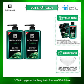 Combo 2 Dầu gội Romano hương nước hoa 650g/chai