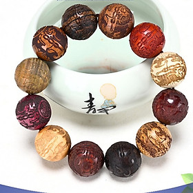 VÒNG TAY CHUỖI 12 LOẠI GỖ 20ly KHẮC TỲ HƯU CHIÊU TÀI TIẾN BẢO THU HÚT TÀI LỘC , BÌNH AN