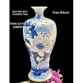 Mua Mai bình tích lộc gốm sứ Bát Tràng cao cấp men lam  cao 44cm hoạ tiết sen phú quý trường thọ
