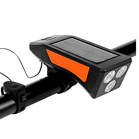 Đèn xe đạp chạy bằng năng lượng mặt trời, Đèn pha đi xe đạp có còi, sạc USB-Màu quả cam