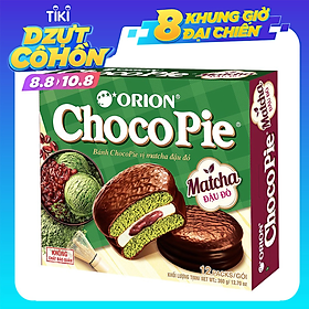Bánh Chocopie Orion Vị Matcha Đậu Đỏ (Hộp 12 Gói)