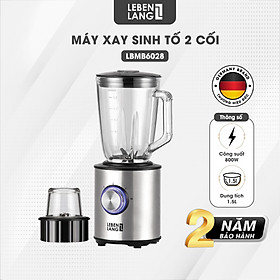 Máy xay sinh tố LEBENLANG gồm 2 cối xay tích hợp bình chứa dung tích 1,5l, công suất 800W, model LBMB6028 - hàng chính hãng