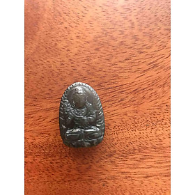 MẶT PHẬT ĐẠI THẾ CHÍ ĐÁ CASIDON NÂU ĐEN PHỐI VÒNG TAY D28mm N20mm S11mm NAM NỮ TUỔI NGỌ MỆNH THUỶ MỘC