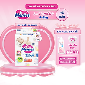 Tã/bỉm dán Merries size S - 70 miếng (dành cho bé 4 - 8kg)