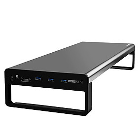 Màn hình nhôm Vaydeer USB 3.0 Đế kim loại Riser với cổng âm thanh 3,5 mm + Đầu đọc thẻ tích hợp TF + SD + USB 3.0
