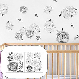 Peony Rose Flower Background Wall Stickers Art Decal Home Decor