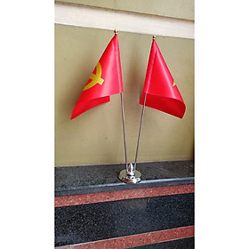 Mua cờ để bàn đế inox chữ v cờ việt đảng