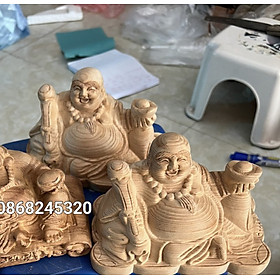 Mua Tượng phật di lặc mini nâng thỏi vàng gỗ ngọc am thơm nức kt 15×9×9cm