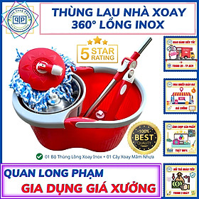 Mua Chổi Lau Nhà Loại Dày - Giá Rẻ - Hàng Xuất Khẩu Thùng / Xô Lau Nhà Lồng Nhựa - Lồng Inox Xoay 360° - Nhựa Tốt - Giá Xưởng