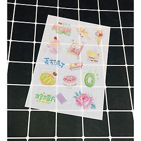 Hình Dán đồ ăn uống sticker food set 6 bảng ( khoảng 72 miếng ảnh )
