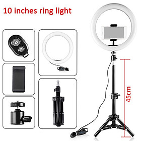 26cm/10inch Mini LED Video Ring Light Lamp Dimmable 3 Lighting Modes USB Powered with Tripod Stand Ballhead Adapter