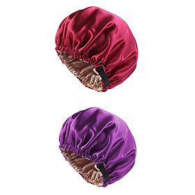 2pcs Satin Silk Bonnet Night Sleeping Caps Hat For Curly Natural Hair