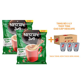 [Tặng Bộ 3 ly thủy tinh cao cấp NESCAFE] Combo 2 Bịch NESCAFÉ 3IN1 Công thức cải tiến - VỊ RANG ĐẬM Bịch 46 gói